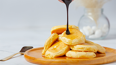 Sweet potato pancakes w/ salted coconut caramel