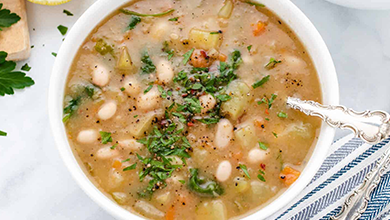 Lemon white bean kale soup