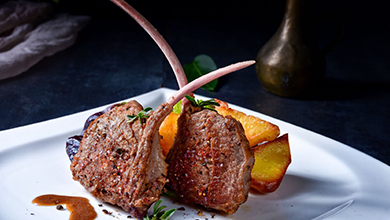 Baharat Spiced Lamb Chops w/ Sweet Potato Medallions