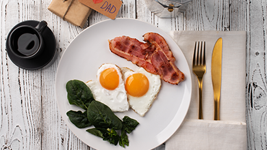 Confetti breakfast hash w/ side order of sausage or bacon and eggs